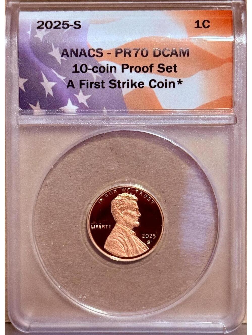 2025 S Proof Lincoln Cent Shield Penny • First Strike • Graded ANACS PR70 DCAM
